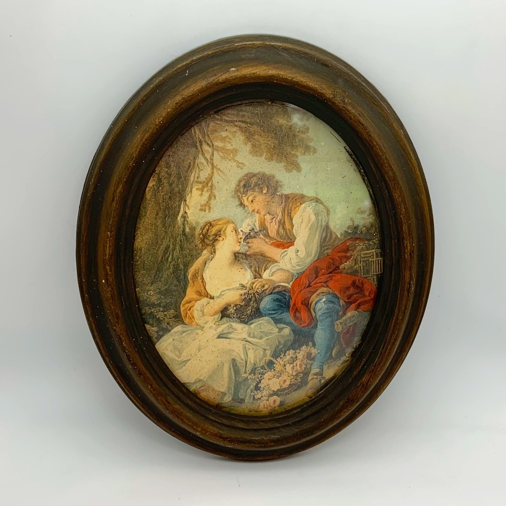 Vintage Action Italian Wall Hanging Picture Frame with Victorian Style Photo